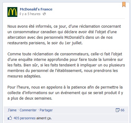 Mc Donald's Facebook