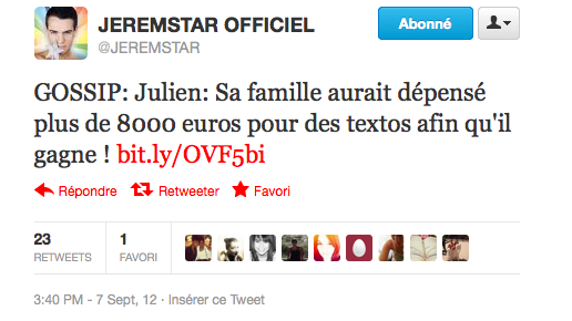 Twitter de JeremStar sur Julien